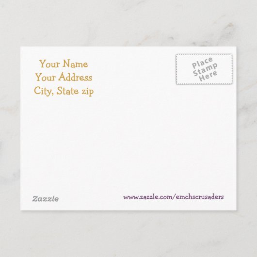 Blauw en goud open huis briefkaart (Achterkant)