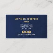 Blauw en Goud Ornament Modern Monogram Logo Visitekaartje (Achterkant)