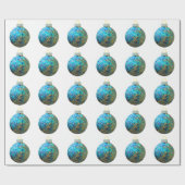 Blauw en Goud Ornament White Wrapping Paper Cadeaupapier (Vlak)