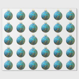 Blauw en Goud Ornament White Wrapping Paper Cadeaupapier
