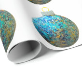 Blauw en Goud Ornament White Wrapping Paper Cadeaupapier (Rol Hoek)