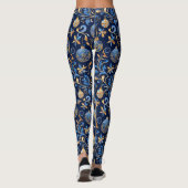Blauw en Goud Ornamentele Kerst Design Leggings (Achterkant)
