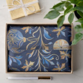 Blauw en Goud Ornamentele Kerst Design Tissuepapier (Geschenk)