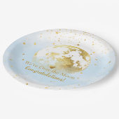 Blauw en Goud Over de Maan Gefeliciteerd Papieren Bordje (Gekanteld)