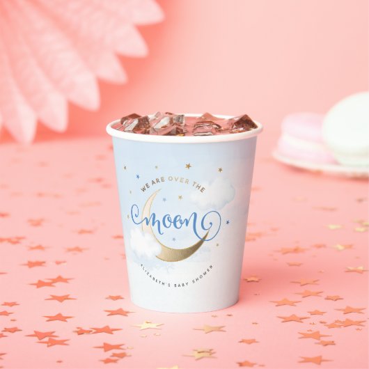 Blauw en goud over de papieren bekertjes van de ma papieren bekers (Insitu)