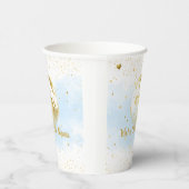 Blauw en Goud Over the Moon Baby shower Papieren Bekers (Rechts)