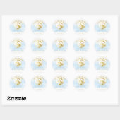 Blauw en Goud Over the Moon Baby shower Sticker (Vel)