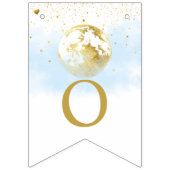 Blauw en Goud Over the Moon en Sterren Baby shower Vlaggetjes (Eerste vlag)
