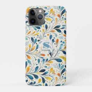 Blauw en Goud Paisley Blad Patroon (2) Case-Mate iPhone Case