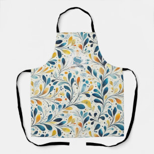 Blauw en Goud Paisley Blad Patroon (2) Schort