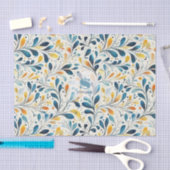 Blauw en Goud Paisley Blad Patroon (2) Tissuepapier (Craft)