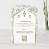 Blauw en Goud Paisley QR Code Moslim Bruiloft (Achterkant)