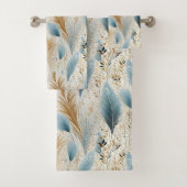 Blauw en Goud Pampas Gras Bad Handdoek (Insitu)