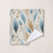 Blauw en Goud Pampas Gras Bad Handdoek (Wasdoekje)