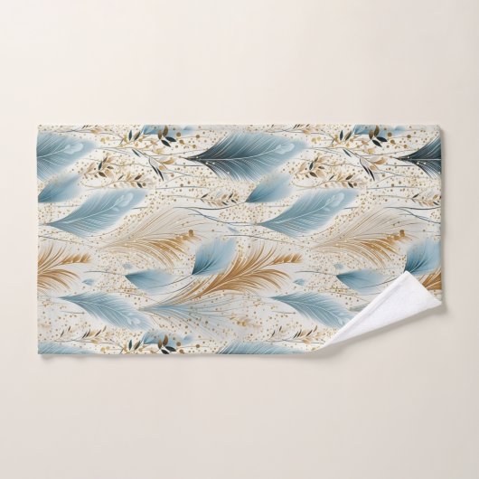 Blauw en Goud Pampas Gras Bad Handdoek (Handdoek)