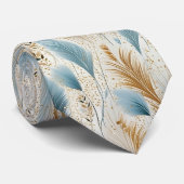 Blauw en goud pampas gras stropdas (Opgerold)