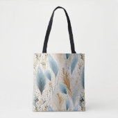 Blauw en goud pampas gras tote bag (Voorkant)