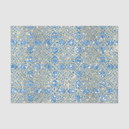 Blauw en goud patroon tissuepapier (Voorkant)