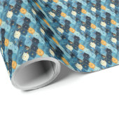 Blauw en Goud Patroon Verjaardag Gift Wrapping Pap Cadeaupapier (Rol Hoek)