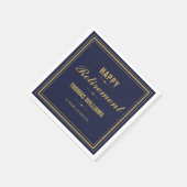 Blauw en goud pensioenfeest servet (Hoek)