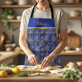Blauw en Goud Persoonlijk Schort