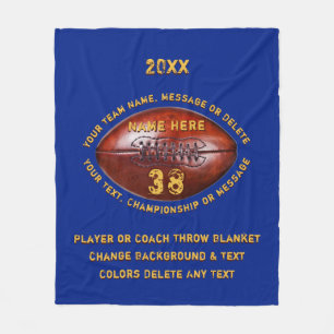 Blauw en Goud Persoonlijke Voetbaldekens Fleece Deken