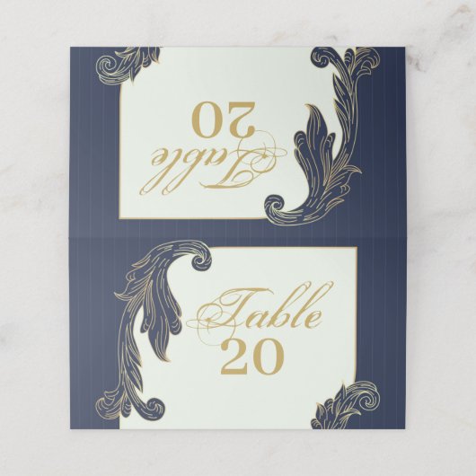 Blauw en goud plaatskaartje (Buitenkant ongevouwen)