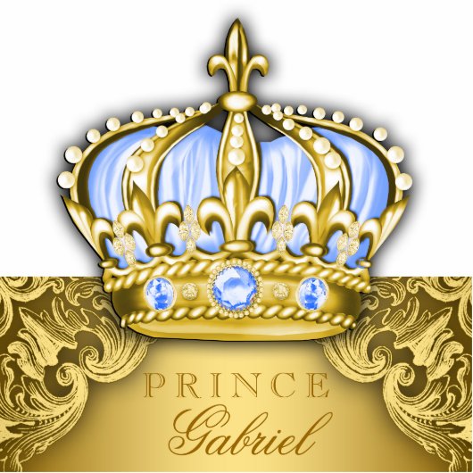 Blauw en Goud Prins Tafel Centerpiece Kwekerij Art Staand Fotobeeldje (Voorkant)