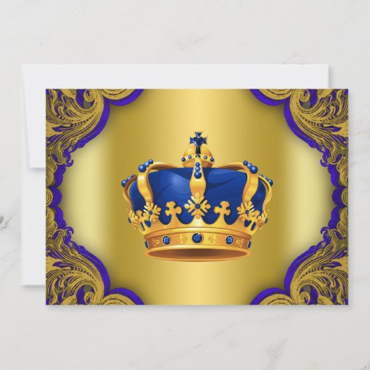 Blauw en Goud Prins Verjaardagsfeest Kaart (Achterkant)