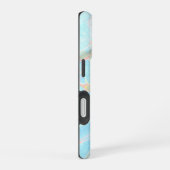 Blauw en Goud Print Zomer Modern Custom Name iPhone 16 Hoesje (Rechterkant)