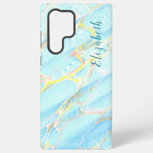 Blauw en Goud Print Zomer Modern Custom Name Samsung Galaxy Hoesje