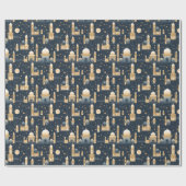 Blauw en goud Ramadan en Eid Cadeaupapier (Vlak)