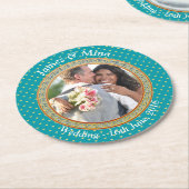  blauw en goud ronde kartonnen onderzetter (Gebogen)