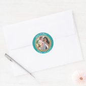 Blauw en Goud  Ronde Sticker (Envelop)