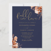 Blauw en Goud Rustieke Bloemencode met QR Code Tro Kaart (Voorkant)