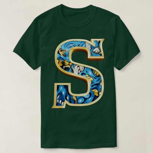 Blauw en Goud S Jaguar TShirt (Design voorkant)