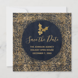 Blauw en Goud Save the Date Zakelijke feestdagen Aankondiging