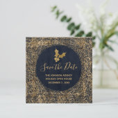 Blauw en Goud Save the Date Zakelijke feestdagen Aankondiging (Staand voorkant)