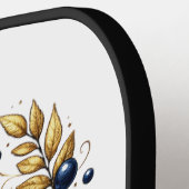 Blauw en Goud Scheepsanker Gepersonaliseerd Pickleball Paddle (Links Detail)