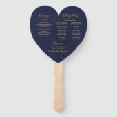 Blauw en goud schrijf huwelijksprogramma handwaaier (Achterkant)