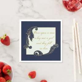 Blauw en goud servet