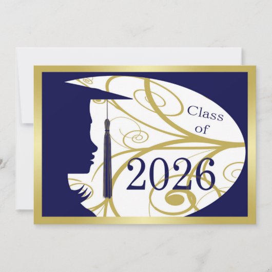 Blauw en Goud Silhouet 2026 Kaart (Voorkant)
