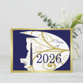 Blauw en Goud Silhouet 2026 Kaart (Staand voorkant)