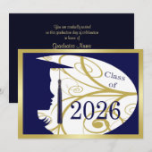 Blauw en Goud Silhouet 2026 Kaart (Voorkant / Achterkant)