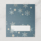 Blauw en Goud Sneeuwvlokken Trouwgevouwen Place Ca Plaatskaartje (Buitenkant ongevouwen)