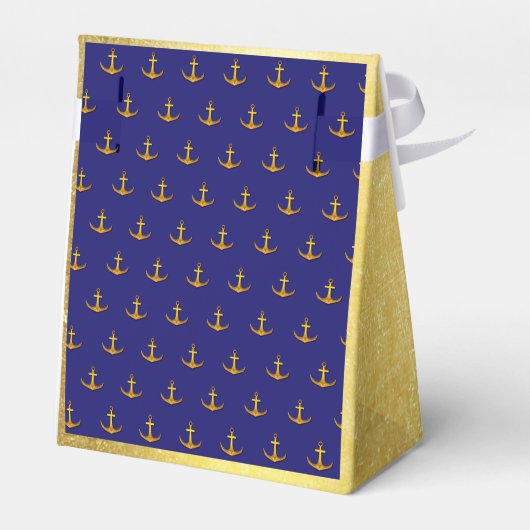 Blauw en Goud Snoep Favor Box Nautische Ankers Bedankdoosjes (Achterkant)