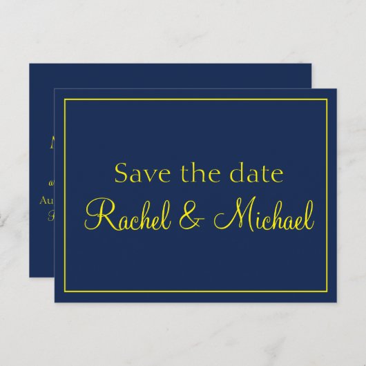 Blauw en goud sparen de Datum Aankondigingskaart (Voorkant / Achterkant)