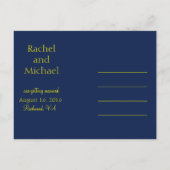 Blauw en goud sparen de Datum Aankondigingskaart (Achterkant)