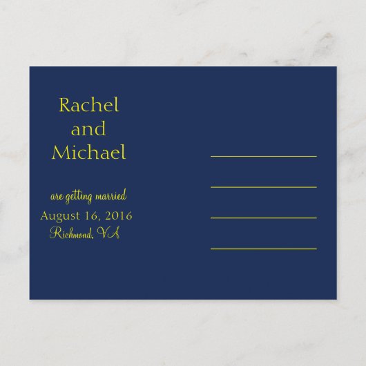 Blauw en goud sparen de Datum Aankondigingskaart (Achterkant)