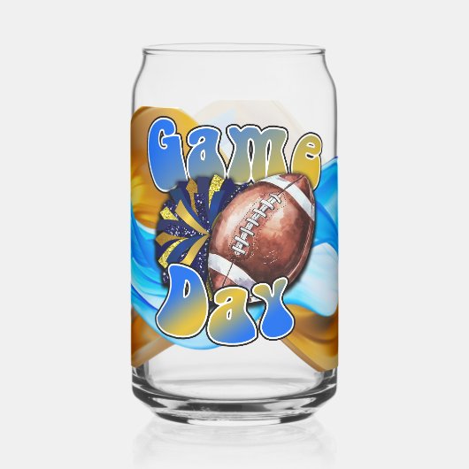 Blauw en Goud Speldag Blikvorm Glas (Links)